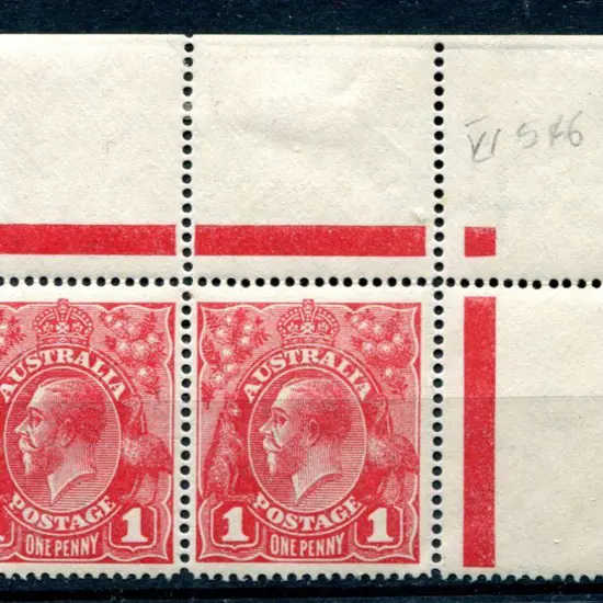 1914-20 Single Watermark 1d carmine-red SLP top ...