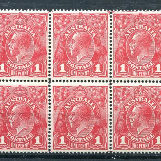 1914-20 Single Watermark 1d carmine-red SLP ...