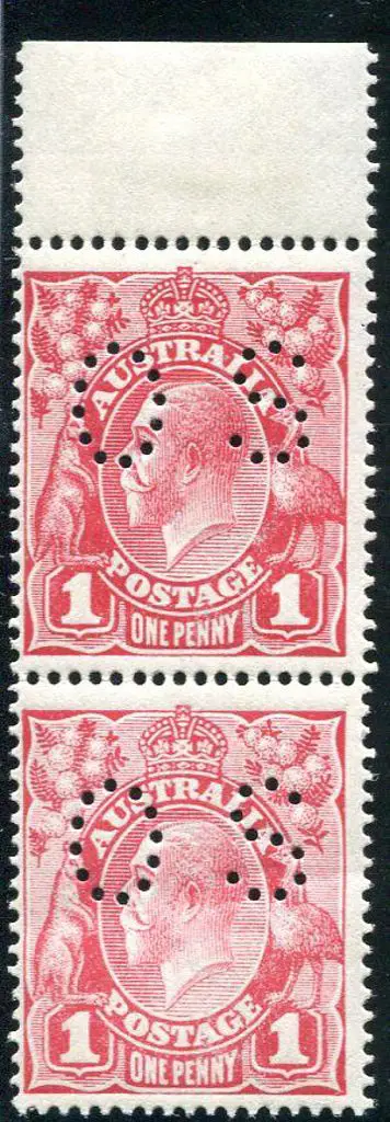 1914-20 Single Watermark 1d crimson "dry ink" pair ... Image 1++