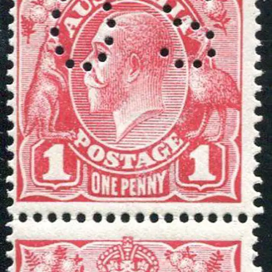 1914-20 Single Watermark 1d crimson "dry ink" pair ...