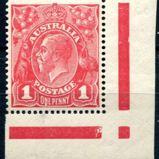 1914-20 Single Watermark 1d red on smooth paper ...