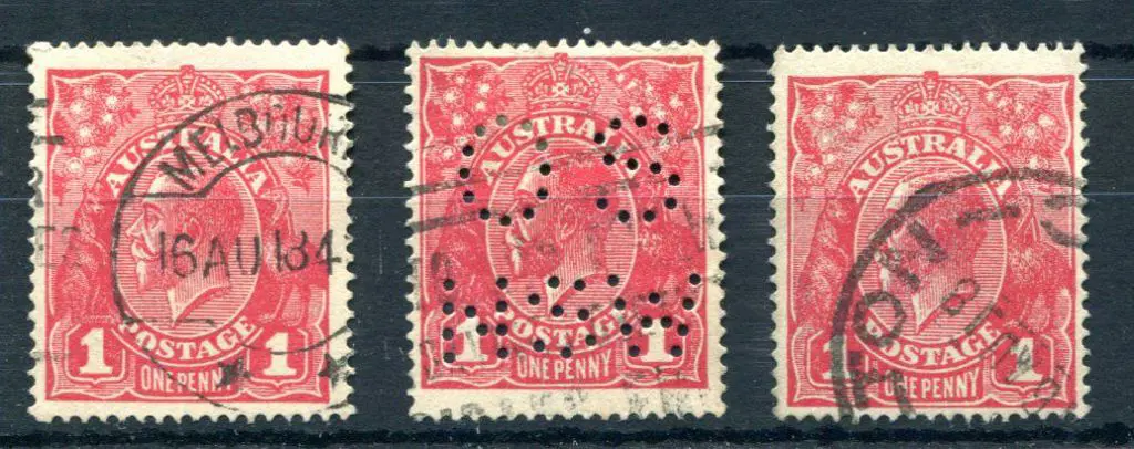 1914-20 Single Watermark 1d red, Die III 3 x good ... Image 1++