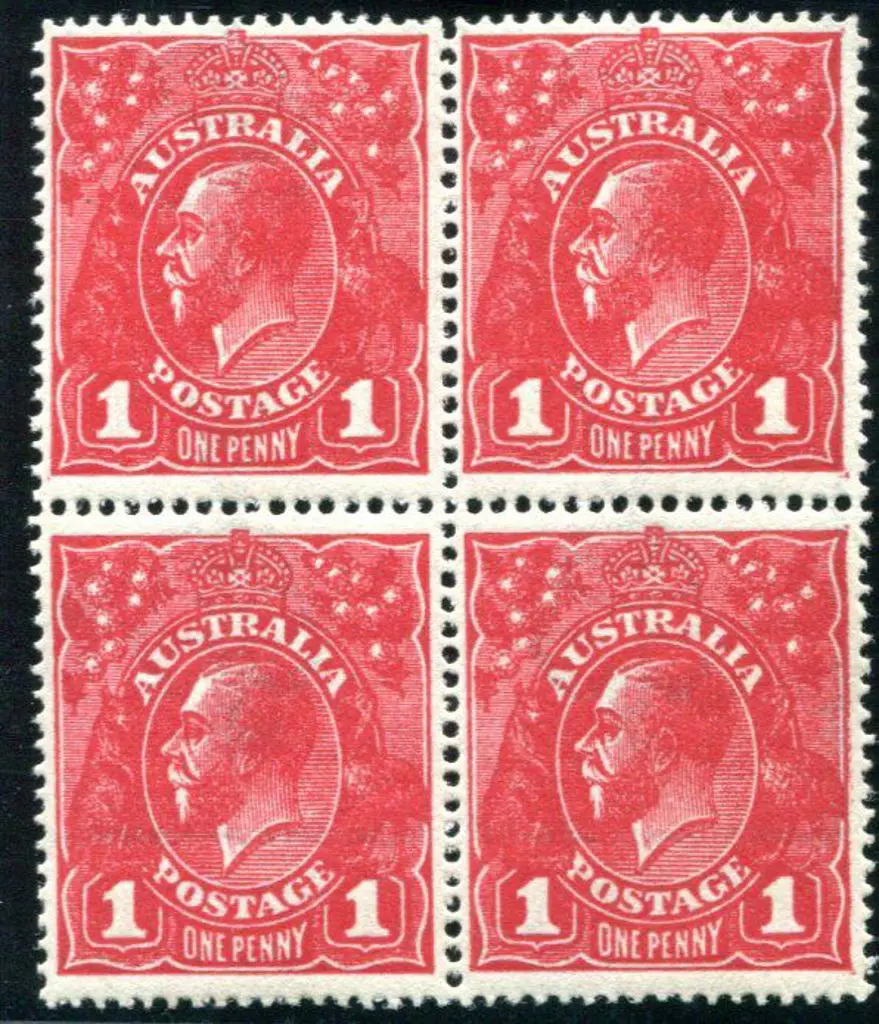 1914-20 Single Watermark 1d deep red on rough ... Image 1++
