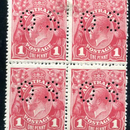 1914-20 Single Watermark 1d carmine on rough paper ...