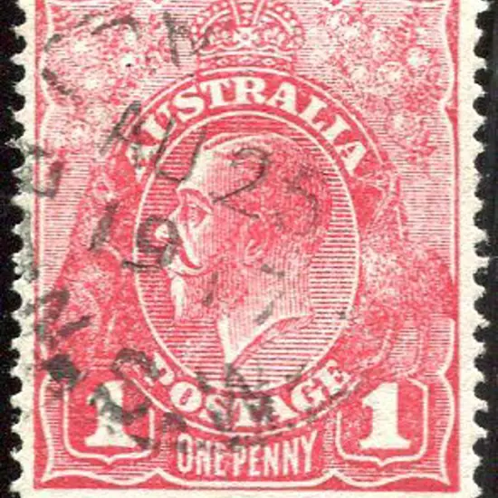 1914-20 Single Watermark 1d carmine on rough paper ...