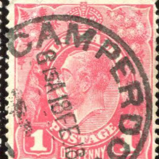 1914-20 Single Watermark 1d carmine pink Cooke ...