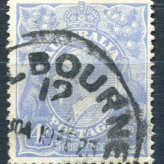 1914-20 Single Watermark 4d blue with "thin four ...