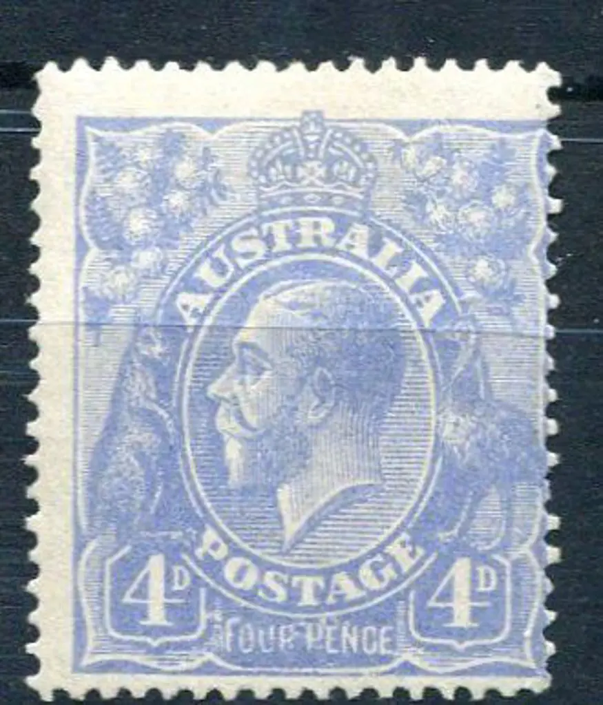 1914-20 Single Watermark 4d blue, plate 2 with ... Image 1++