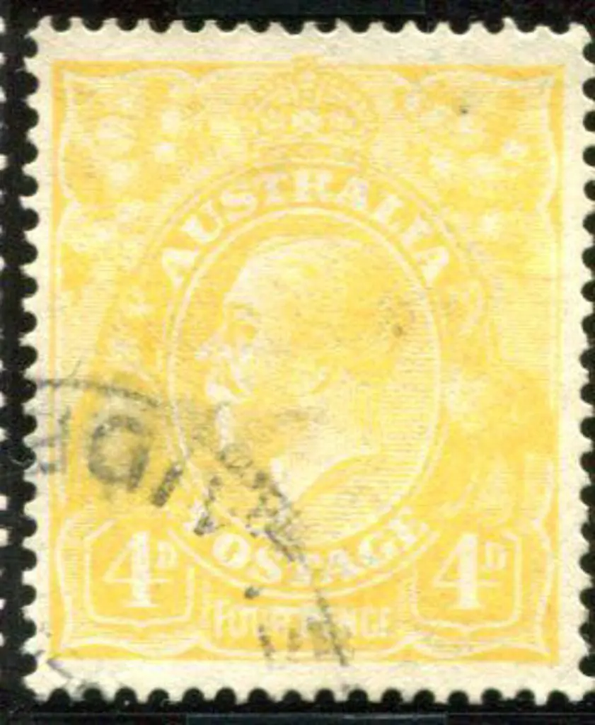 1914-20 Single Watermark 4d lemon-yellow with ... Image 1++