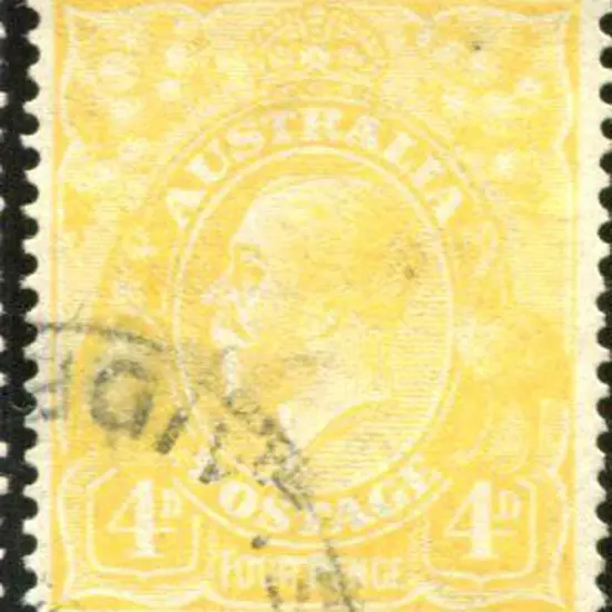 1914-20 Single Watermark 4d lemon-yellow with ...