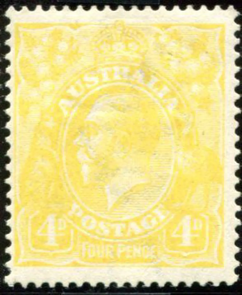 1914-20 Single Watermark 4d lime-yellow shade. ... Image 1++