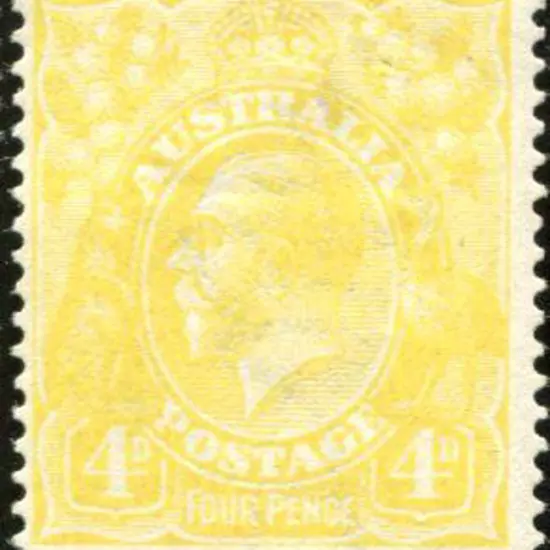 1914-20 Single Watermark 4d lime-yellow shade. ...