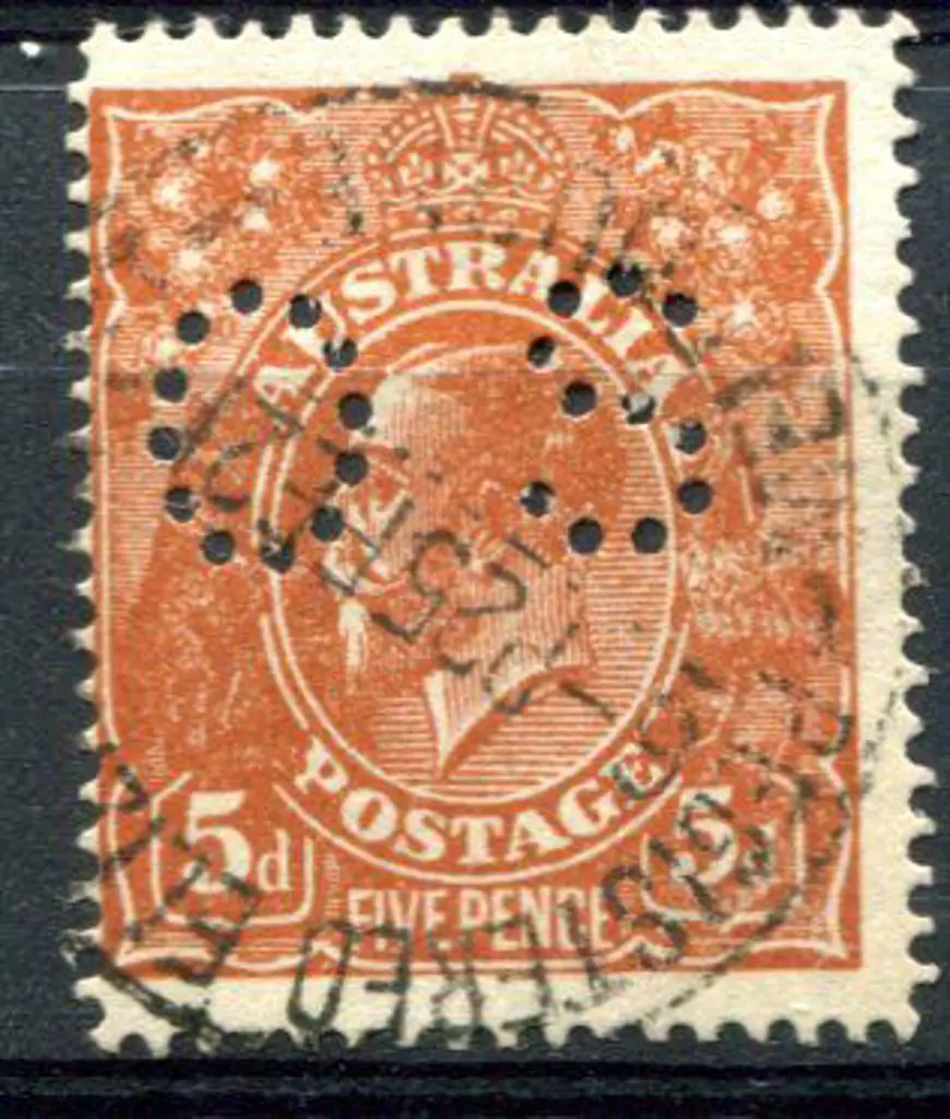 1914-20 Single Watermark 5d chestnut SLP on rough ... Image 1++