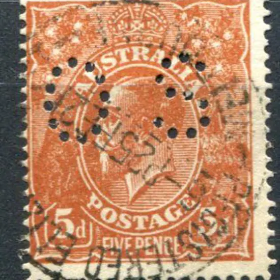 1914-20 Single Watermark 5d chestnut SLP on rough ...
