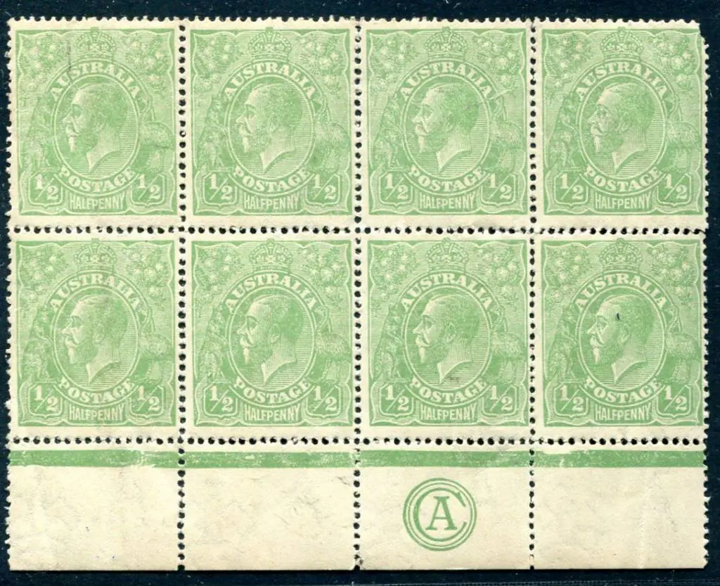 1918-20 Large Multiple Watermark Perf.14 ½d green, ... Image 1++