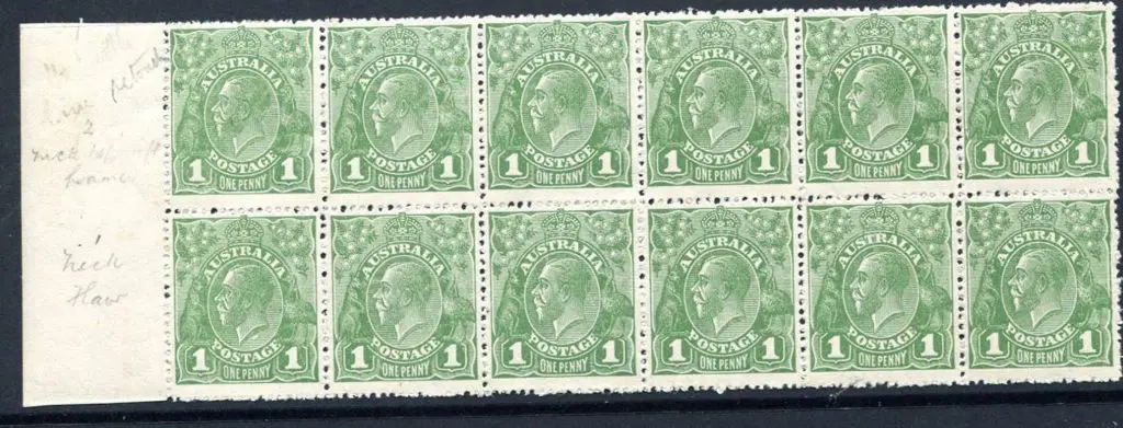1918-20 Large Multiple Watermark Perf.14 1d green ... Image 1++