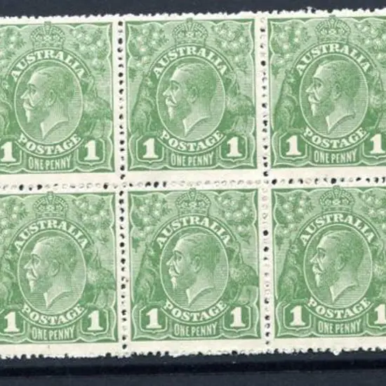 1918-20 Large Multiple Watermark Perf.14 1d green ...