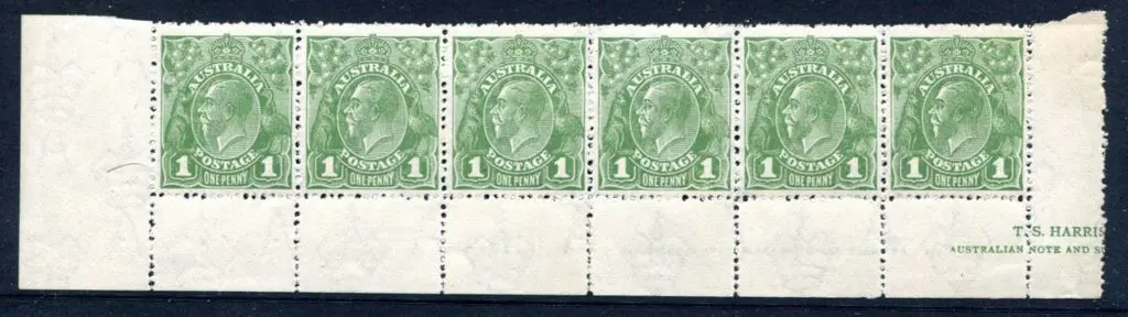 1918-20 Large Multiple Watermark Perf.14 1d green ... Image 1++