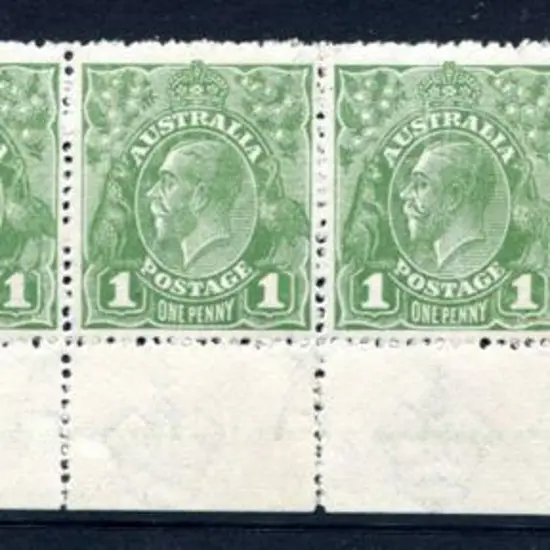 1918-20 Large Multiple Watermark Perf.14 1d green ...