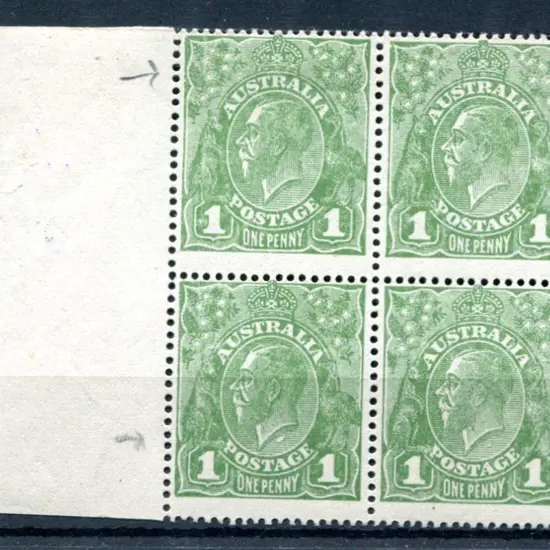 1918-20 Large Multiple Watermark Perf.14 1d green ...