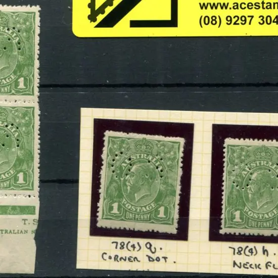 1918-20 Large Multiple Watermark 1d green vertical ...