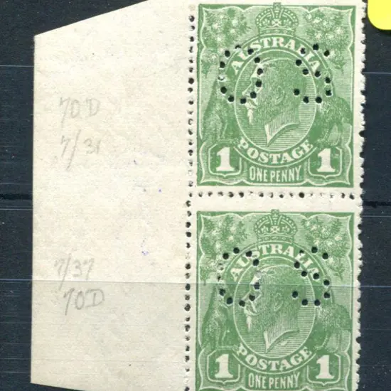 1918-20 Large Multiple Watermark 1d green vertical ...