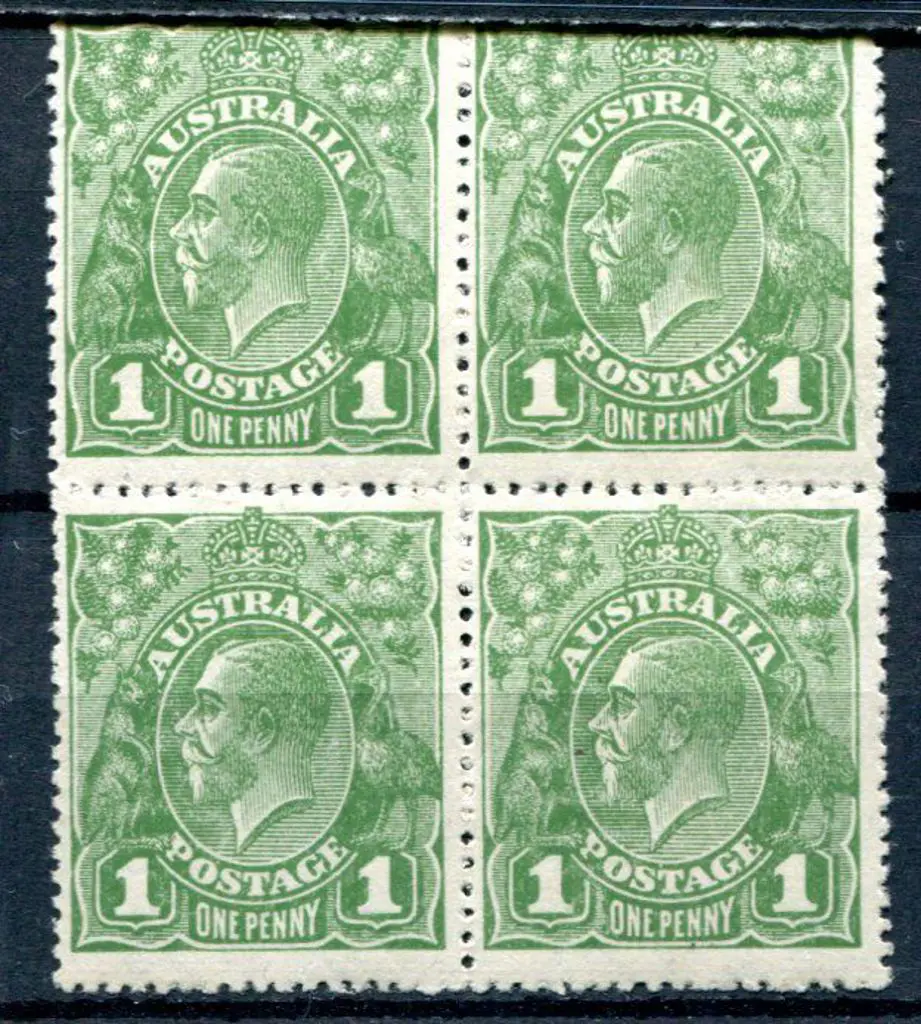 1918-20 Large Multiple Watermark 1d green block of ... Image 1++