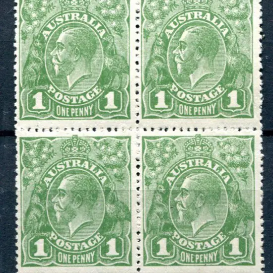 1918-20 Large Multiple Watermark 1d green block of ...
