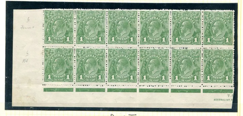 1918-20 Large Multiple Watermark 1d green pane VII ... Image 1++