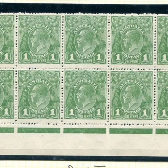 1918-20 Large Multiple Watermark 1d green pane VII ...