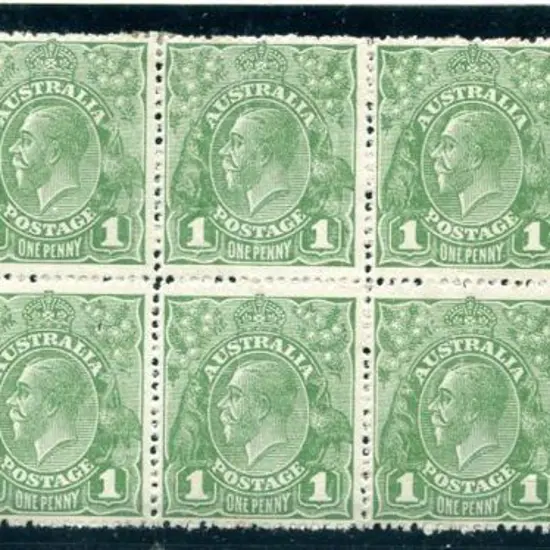 1918-20 Large Multiple Watermark 1d green pane VII ...