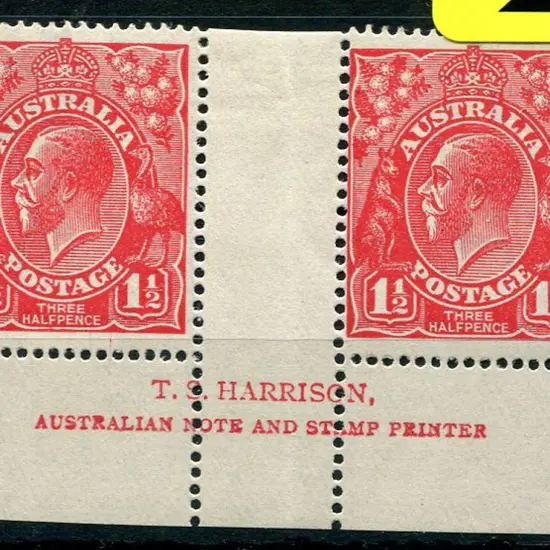 1924 Single Watermark 1½d red Harrison imprint ...