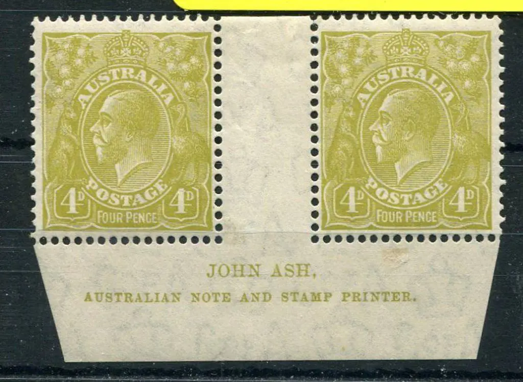 1931-36 CofA Watermark 4d greenish olive, plate 4 ... Image 1++