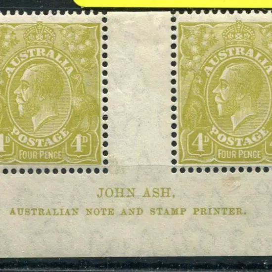 1931-36 CofA Watermark 4d greenish olive, plate 4 ...