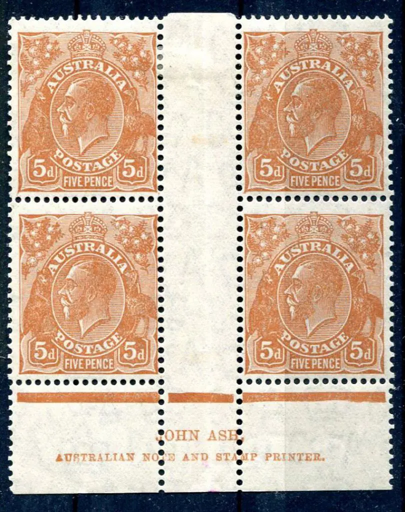 1931-36 CofA Watermark 5d orange-brown, plate 2 ... Image 1++