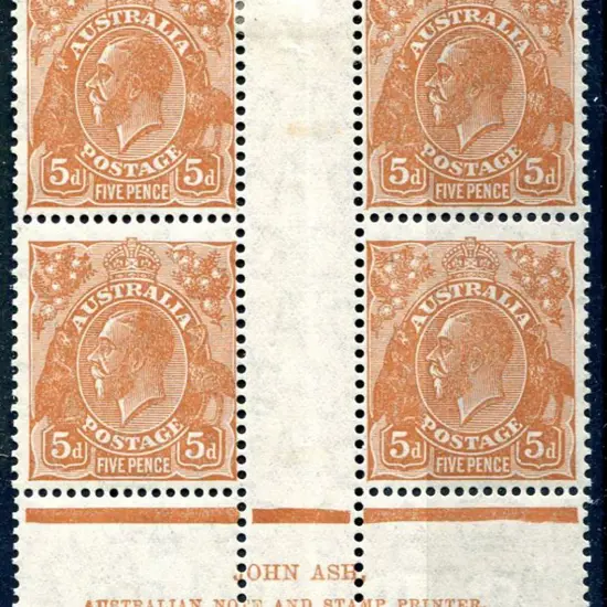 1931-36 CofA Watermark 5d orange-brown, plate 2 ...