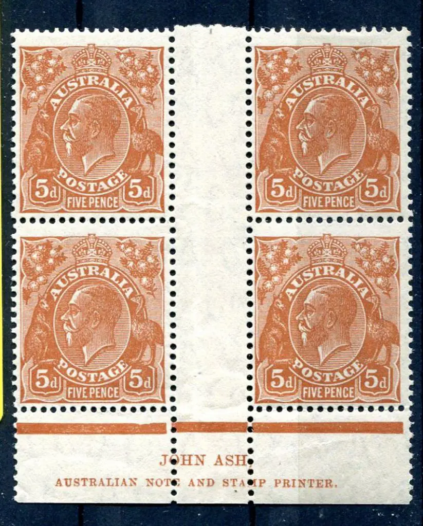 1931-36 CofA Watermark 5d orange-brown, plate 3 ... Image 1++