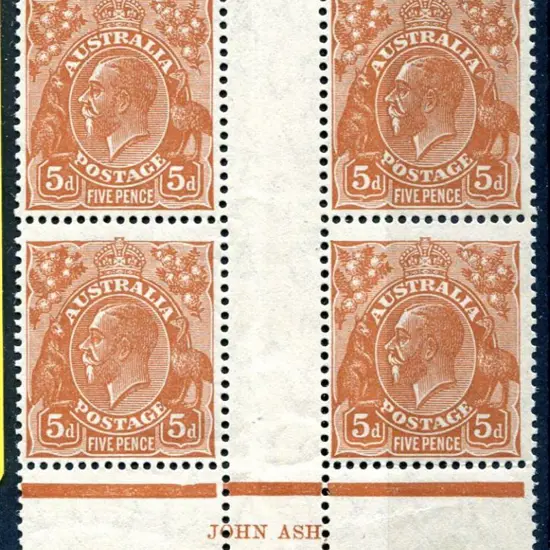 1931-36 CofA Watermark 5d orange-brown, plate 3 ...