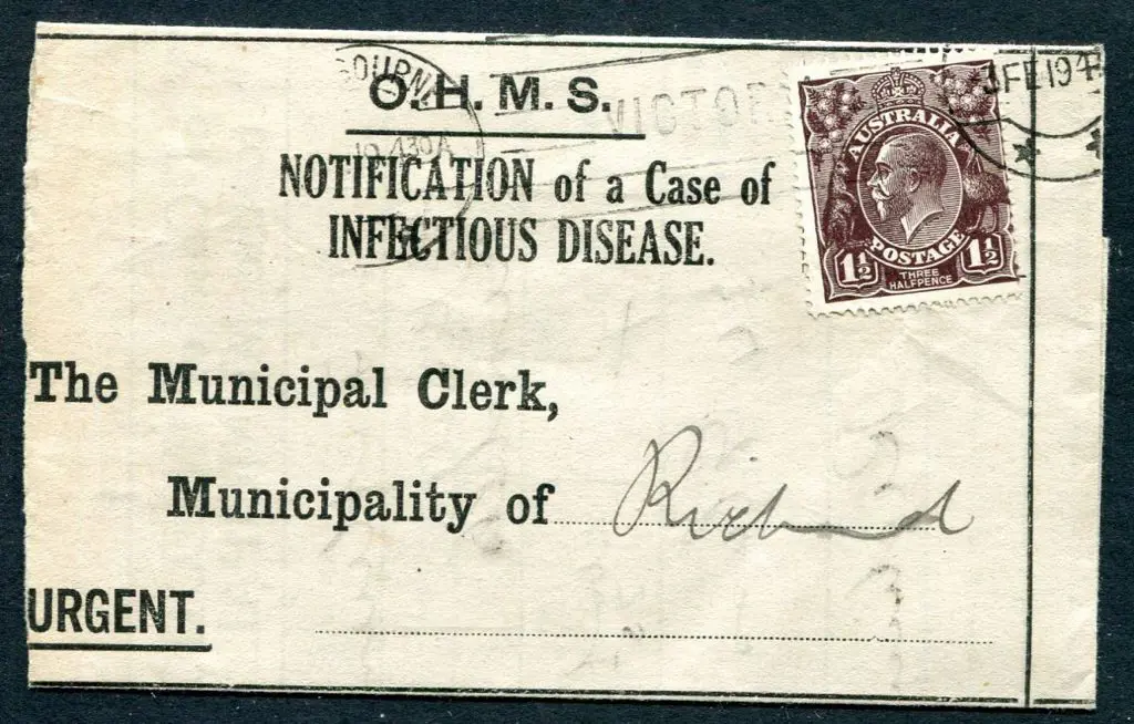 1919 (3rd Feb) "Notification of a Case of ... Image 1++