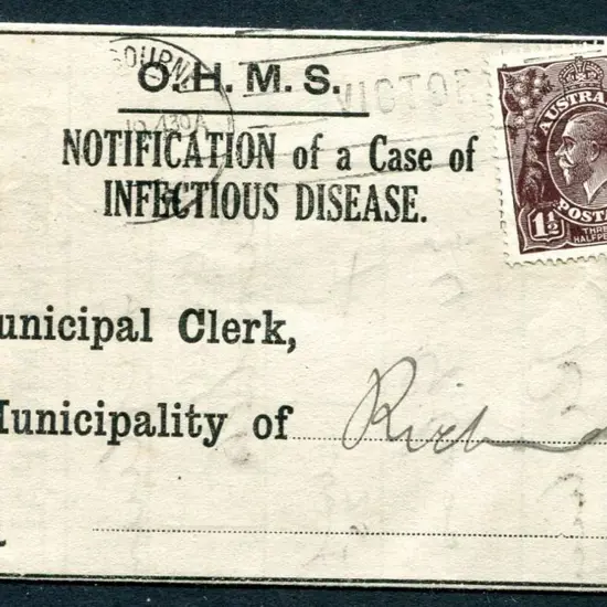 1919 (3rd Feb) "Notification of a Case of ...