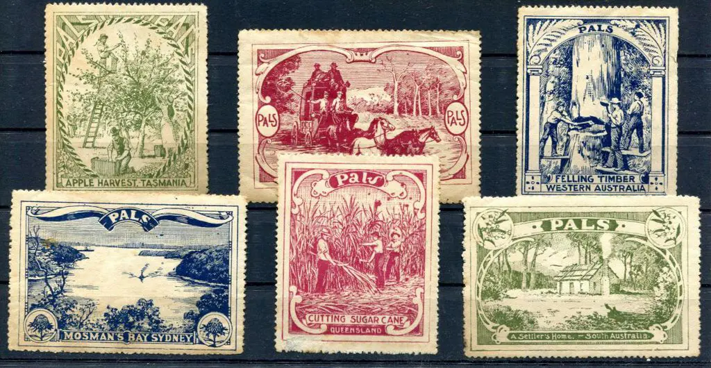 1920/21 "Pals" labels set of 6. Mint with slight ... Image 1++