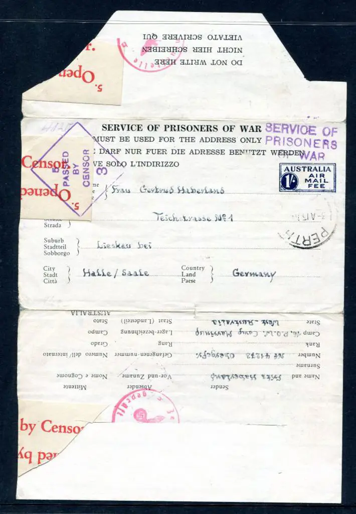 1946 (5th June) POW 1/- Airmail Lettersheet to ... Image 1++