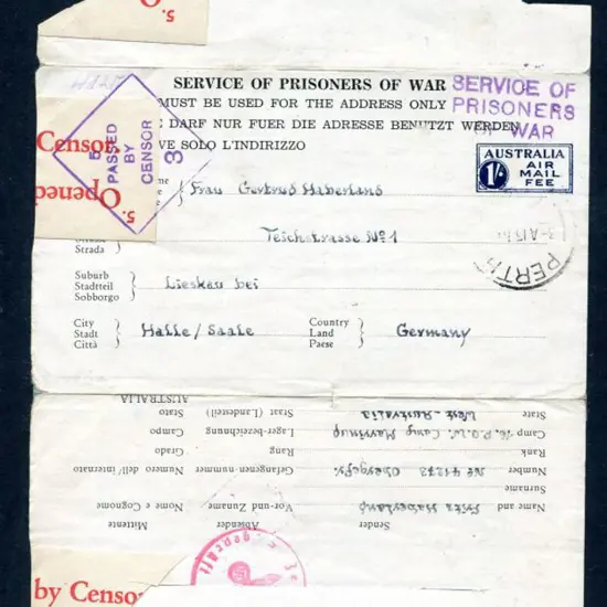 1946 (5th June) POW 1/- Airmail Lettersheet to ...