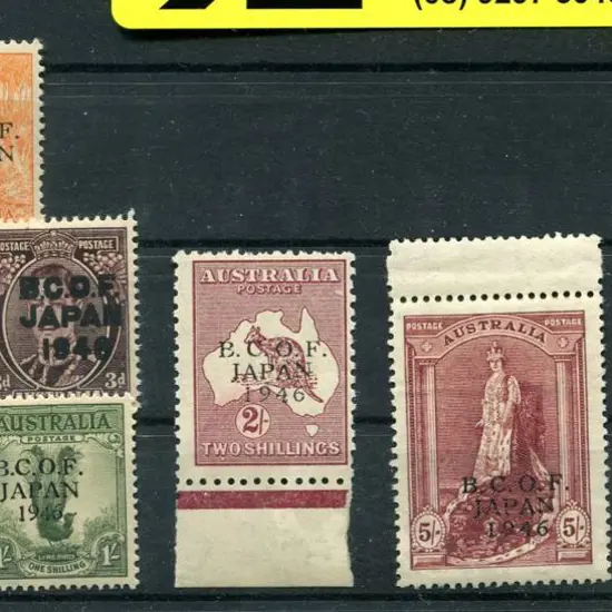 1946/48 "BCOF" ovptd set of 8 from ½d to 5/- in ...