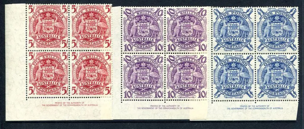 1949 5/-, 10/- & £1 Arms in corner Authority ... Image 1++