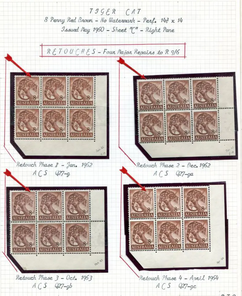 1960 8d Tiger Cat corner blocks of 6 all MUH/MLH ... Image 1++