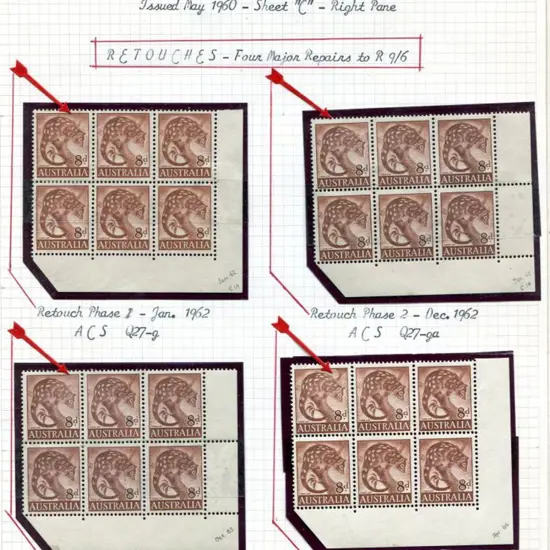 1960 8d Tiger Cat corner blocks of 6 all MUH/MLH ...