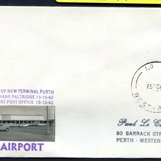 1962 (15th Oct) Perth Airport souvenir cover for ...