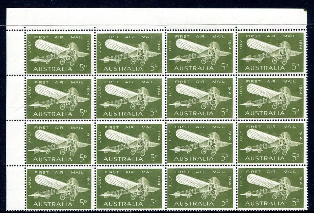 1964 5d Air Mail Anniv upper-left corner block of ... Image 1++