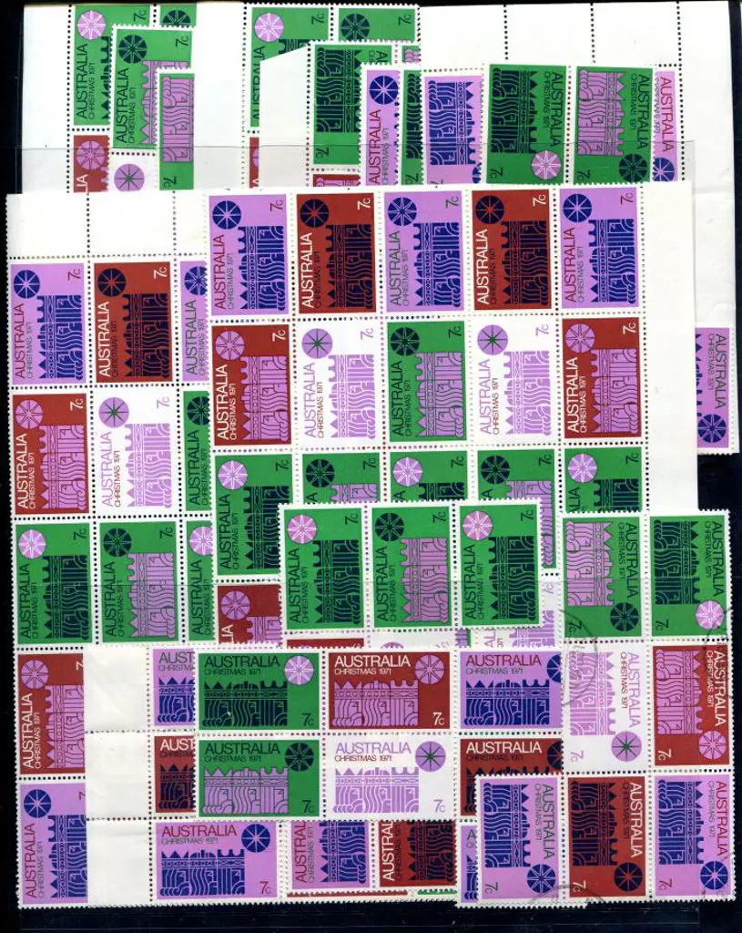 1971 Christmas pane of 25 on cream paper x 3 (one ... Image 1++